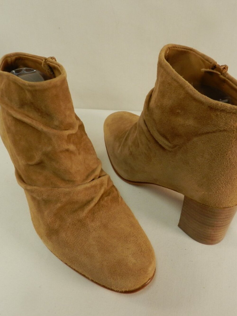 Pedro Garcia Suede zip ankle beige Block Heel Boots Spain NEW Size 38.5 US 8.5